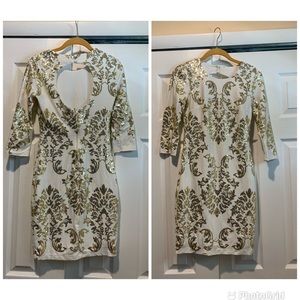 White Dress with gold sequence design